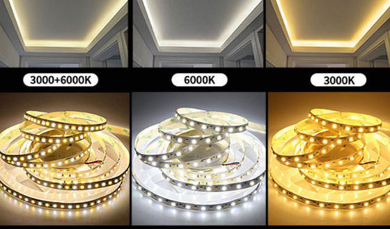 Warm White Temperature Adjustable LED Strip , Dimmable Smd LED Flexible Strips 2835