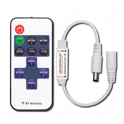 11 Key RF DC Single Color LED Controller Mini Wireless With Plastic Material
