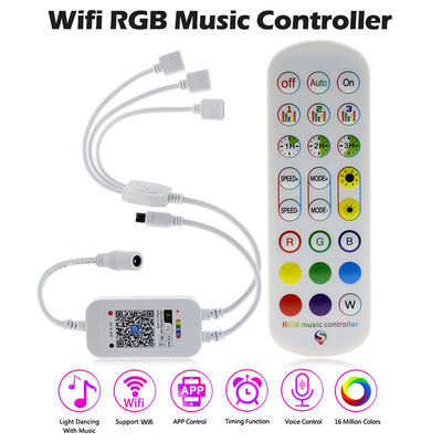 Wifi RGB Music LED Strip Controller 3 Outputs With 24 Keys IR Remote