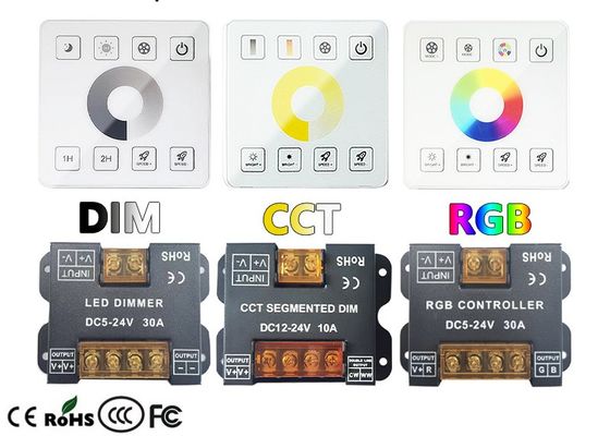 Iron Case LED Controller Dimmer 10A 1 Channel With RF Full Touch Panel