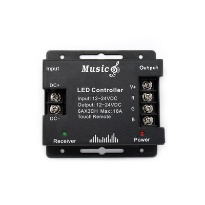 Wireless RF Remote LED Controller , RGB LED Music Controller 18A For 5050 Light Strip