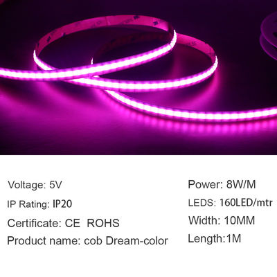 IP20 Multicolor LED COB Strip Light Flexible Soft 160LEDs/M For Home Decoration