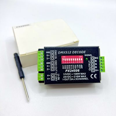 DC 12V LED DMX Decoder , Px24506 Dmx512 Decoder For RGB Strip Lights