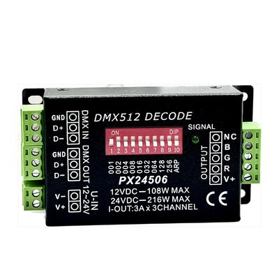 DC 12V LED DMX Decoder , Px24506 Dmx512 Decoder For RGB Strip Lights